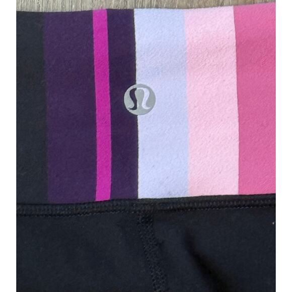 Lululemon‎ Wunder Under Crop  in Black / Stripe Bleached Coral Size 10 - Picture 5 of 9